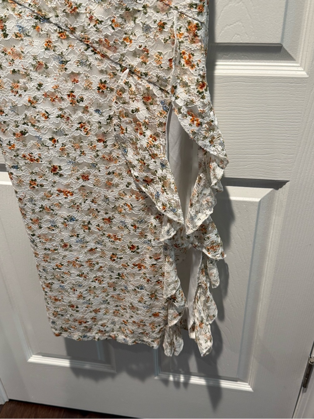 J for Justify Cream Floral Strapless Ruffle Midi Dress - Picture 3 of 4